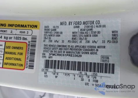 2023 Ford Bronco Sport Outer Banks из США, поврежденный, VIN 3FMCR9C61PRE33629